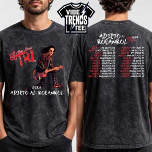 El Tri Adicto Al Rocanrol USA Tour 2026 Celebrating 56 Years Of Rock And Roll Black Washed T-Shirt