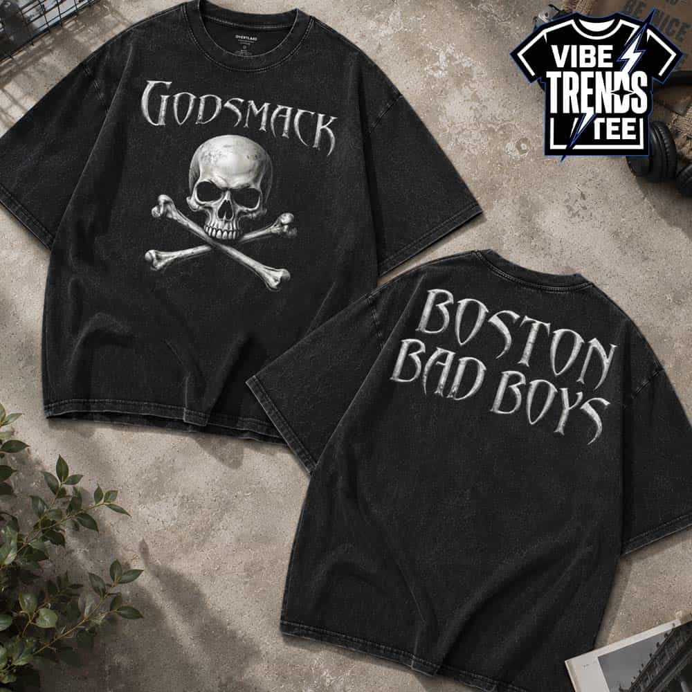 Godsmack Boston Bad Boys Skull Tee For The Rise of Rock Tour 2026 Two Sided Washed T-Shirt Godsmack Boston Bad Boys Skull Tee For The Rise of Rock Tour 2026 Two Sided Washed T-Shirt