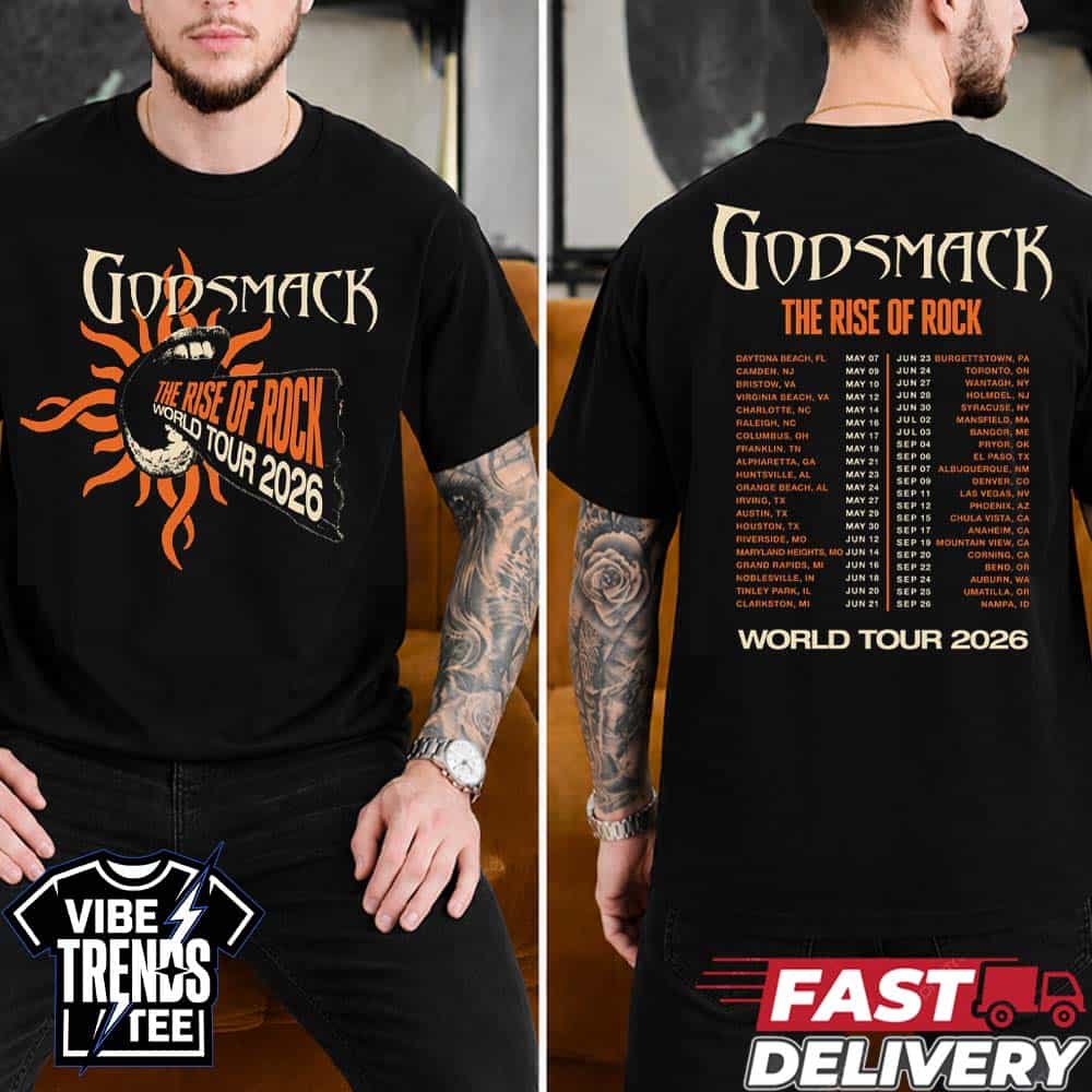 Godsmack The Rise Of Rock Admat ITIN Tee For The Rise of Rock Tour 2026 Two Sided Short T-Shirt Godsmack The Rise Of Rock Admat ITIN Tee For The Rise of Rock Tour 2026 Two Sided Short T-Shirt