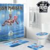 Iron Maiden Piece of Mind Album 1983 Classic Heavy Metal Masterpiece Bathroom Mat Set With Shower Curtain