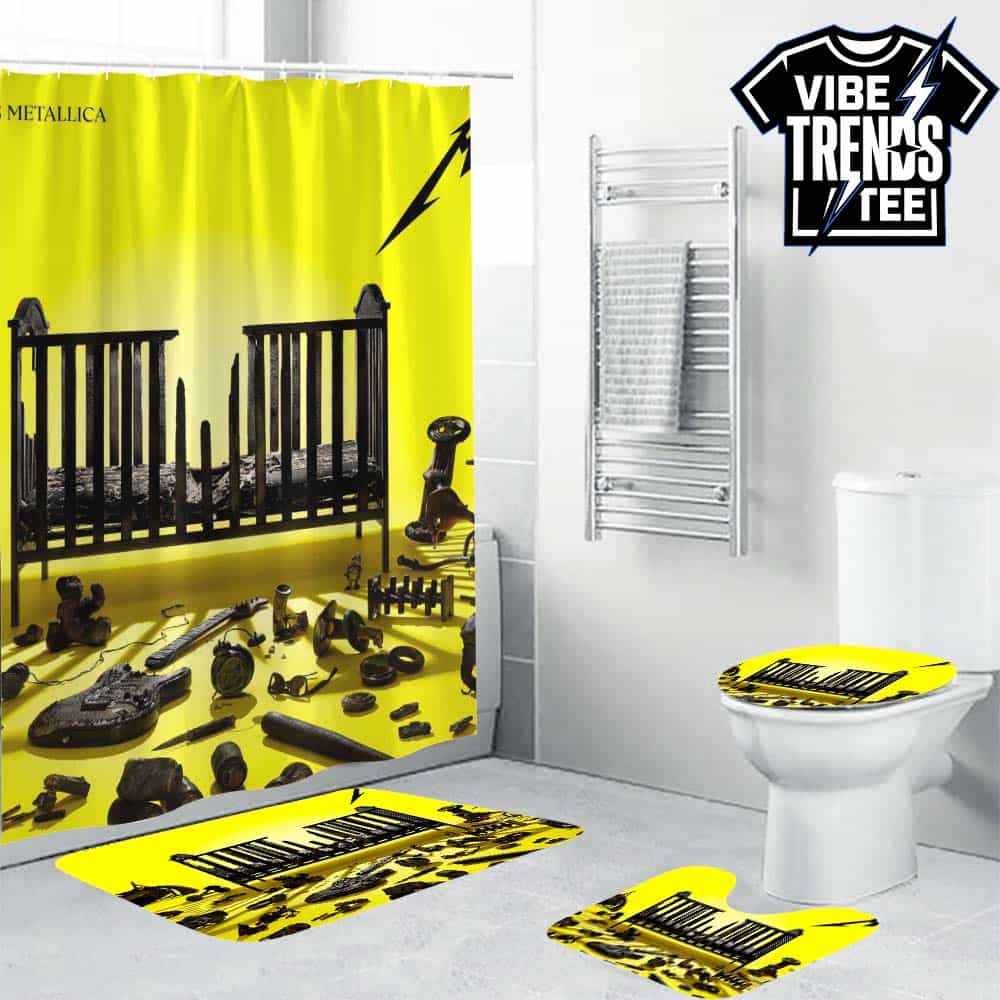 Metallica 72 Seasons Album High-Contrast Sun-Yellow Design Modern Bathroom Mat Set With Shower Curtain Metallica 72 Seasons Album High-Contrast Sun-Yellow Design Modern Bathroom Mat Set With Shower Curtain