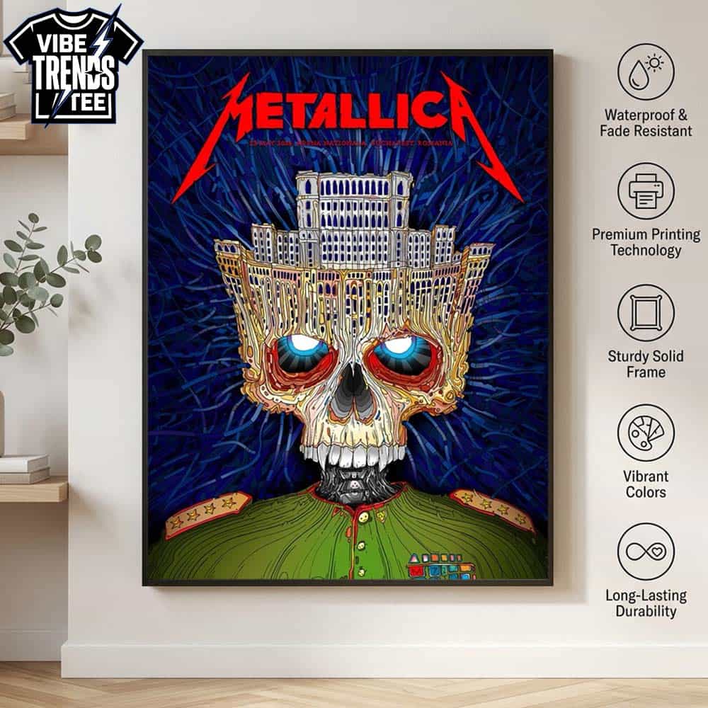 Metallica Bucharest 2026 Venue Poster Palace of the Parliament Skull For May 13 2026 At Arena Nationala M72 Bucharest Romania Poster Canvas Metallica Bucharest 2026 Venue Poster Palace of the Parliament Skull For May 13 2026 At Arena Nationala M72 Bucharest Romania Poster Canvas
