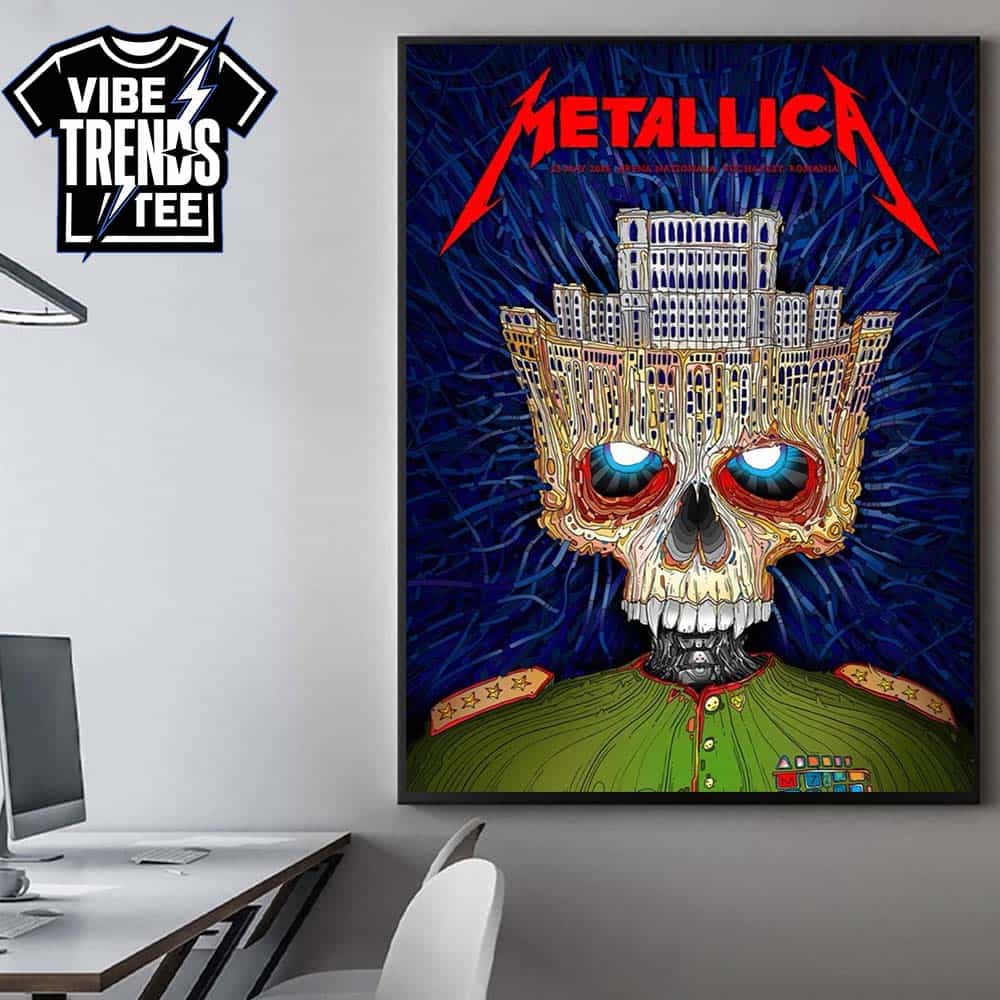 Metallica Bucharest 2026 Venue Poster Palace of the Parliament Skull For May 13 2026 At Arena Nationala M72 Bucharest Romania Poster Canvas Metallica Bucharest 2026 Venue Poster Palace of the Parliament Skull For May 13 2026 At Arena Nationala M72 Bucharest Romania Poster Canvas
