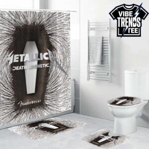 Metallica Death Magnetic Album Stark Coffin Graphic High-Impact Bathroom Mat Set With Shower Curtain