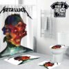 Metallica Kill Em All Vintage Thrash Metal Album 1983 Art Bathroom Mat Set With Shower Curtain