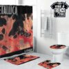 Metallica Kill Em All Vintage Thrash Metal Album 1983 Art Bathroom Mat Set With Shower Curtain