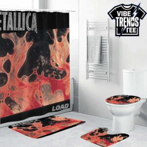 Metallica Load Album Abstract Fluid Art Modern Rock Bathroom Mat Set With Shower Curtain