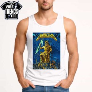 Metallica M72 Athens 2026 Main Show Poster For Greece Cover Zeus Electric Chair At Olympic Stadium On Saturday May 9 2026 White Tank Top T Shirt