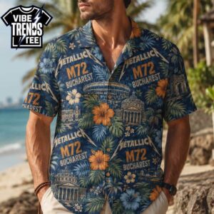 Metallica M72 Bucharest Romania Floral Pattern At Arena Nationala On May 13 2026 Both Hawaiian Shirt And Beach Short
