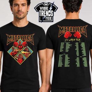 Metallica Skeleton Diamond 2026 Black Tee M72 World Tour Two Sided Print Short T-Shirt