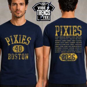 Pixies P40 Boston Collegiatee Tee For 40th Anniversary Tour 2026 Asia Two Sided Print Navy T-Shirt