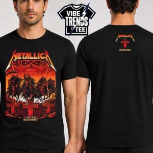 Pop-Up M72 Bucharest 2026 Tee By Maxx242 Metallica In Romania On May 13 2026 At Arena Nationala Two Sided Black T-Shirt
