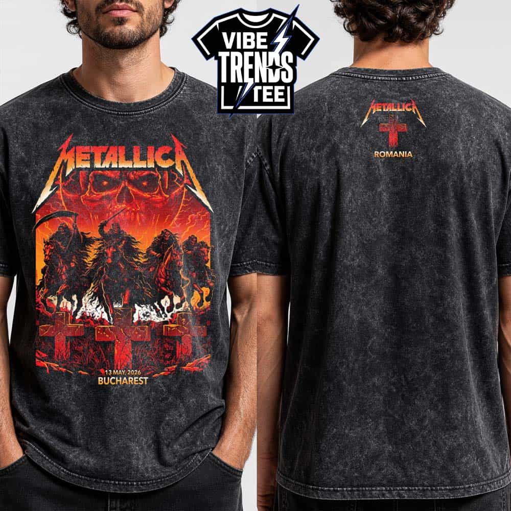 Pop-Up M72 Bucharest 2026 Tee By Maxx242 Metallica In Romania On May 13 2026 At Arena Nationala Washed T-Shirt Pop-Up M72 Bucharest 2026 Tee By Maxx242 Metallica In Romania On May 13 2026 At Arena Nationala Washed T-Shirt